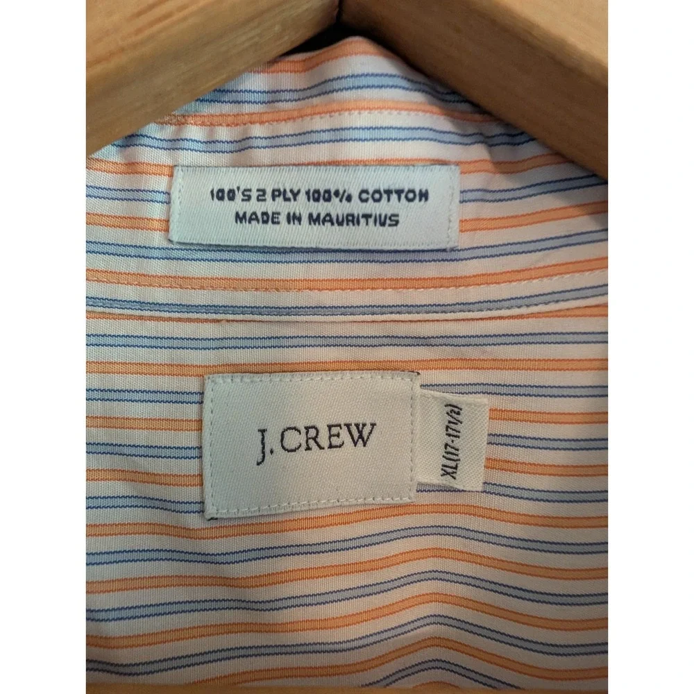 J.Crew Mens XL Orange Blue Striped Button Down Shirt 100s 2-Ply Cotton 62270